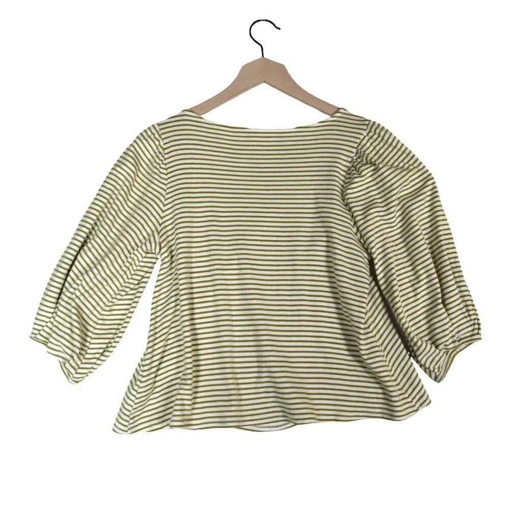 Eri + Ali Striped Puff Sleeve Top XS Cottagecore Preppy